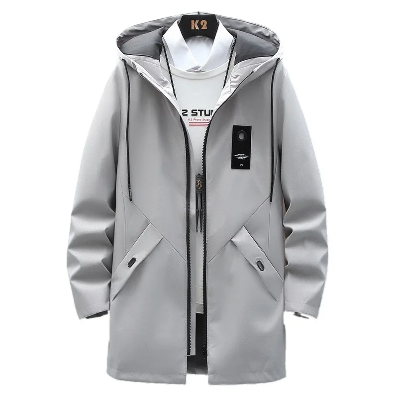 New Mens Casual Long Jackets Coats Hooded Streetwear Hip Hop Windbreaker Outwear Jacket Men Spring Autumn Mens Clothing 2023