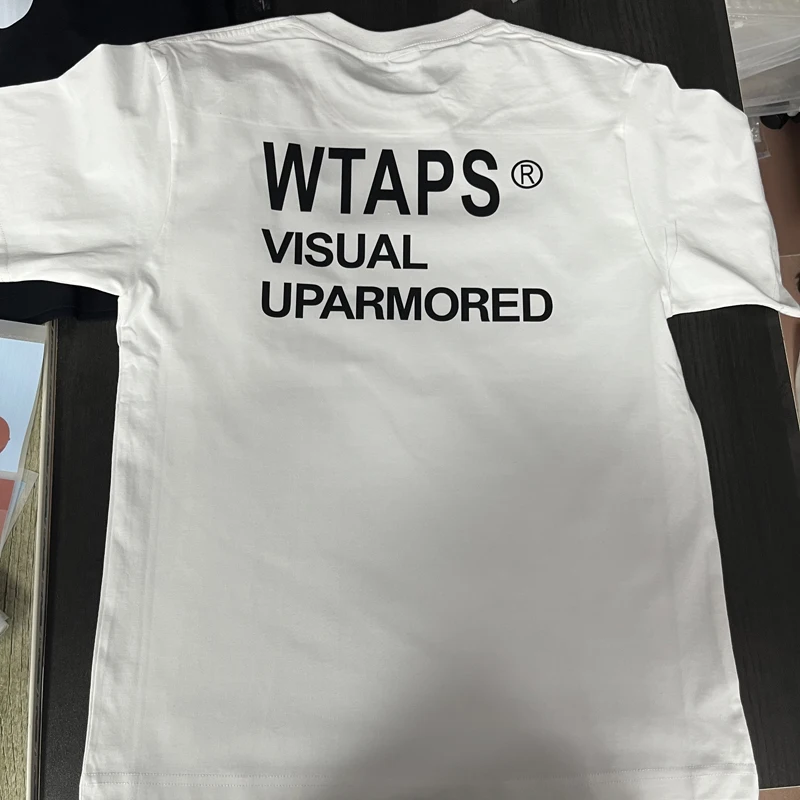 High Street Fashion Simple WTAPS Round Neck Short Sleeve High Quality Letter Print Wtaps White T-shirt Men Women Same Style