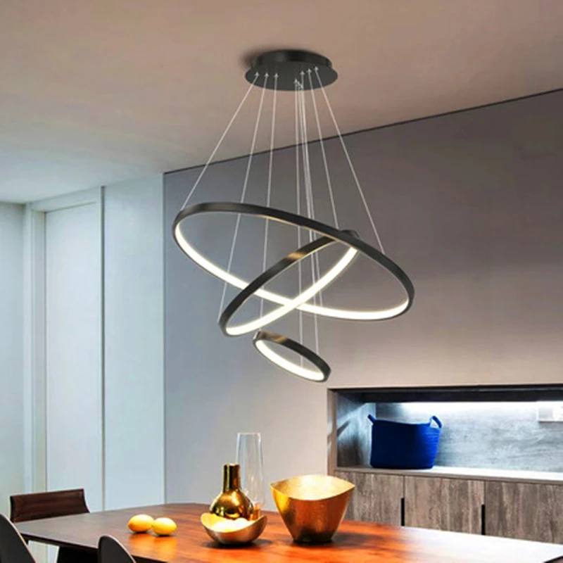 Plafonnier LED à 5 Anneaux au Design Moderne, Luminaire Décoratif d'Nik, Idéal pour un Salon, une Table à Manger ou des Escaliers