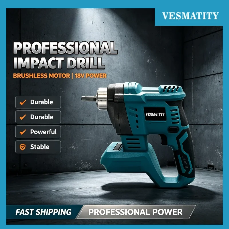 VESMATITY Brushless Concrete Vibrator Cordless High Power Compactor Tool Heavy Duty Construction for 20V Battery Max Unit