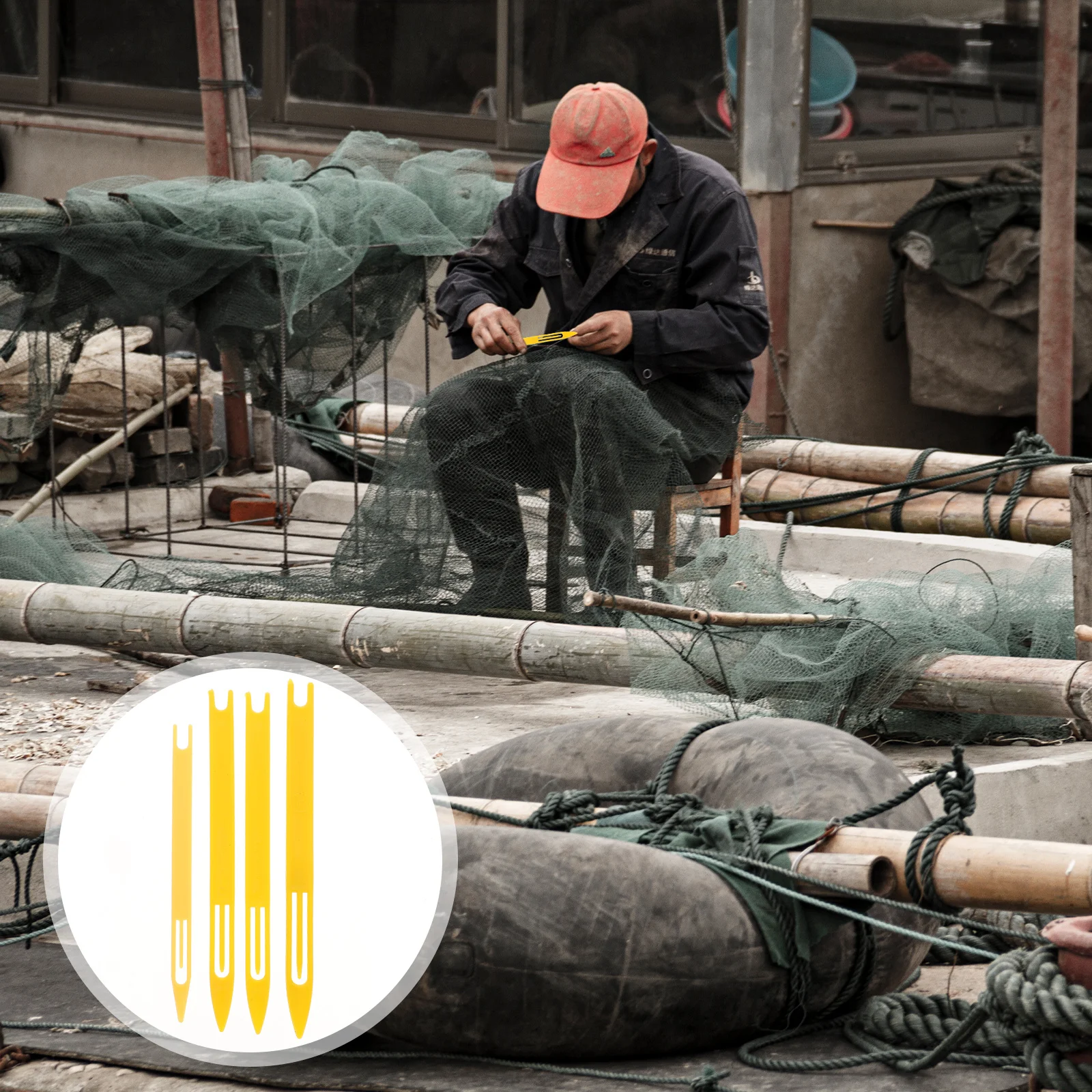 40 قطعة صيد السمك المعاوضة إبرة المكوكات قوية مقاومة للاهتراء سهلة الاستخدام لإصلاح صافي الزهر إصلاح إبرة صافي النسيج المكوكات