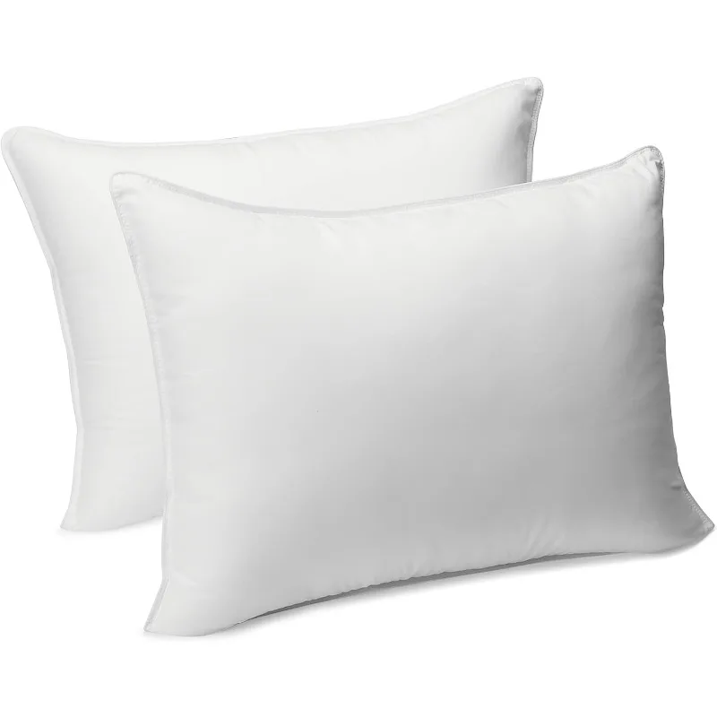 Down Alternative Pillows, Soft Density For Stomach and Back Sleepers, Standard, Pack of 2, White, 26 in L x 20 in W