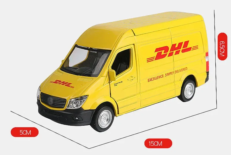 1:36 Simulation Alloy DHL Truck Diecasts Cars Toy Vehicle Pull Back Mini Van Car Model Toys For Children Collection