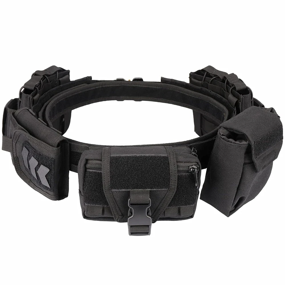 Yakeda Tactical Battle Belt 7 in 1 Airsoft Utility, 1000D Nylon Tactical Duty Belt with Mag Pouch Bag