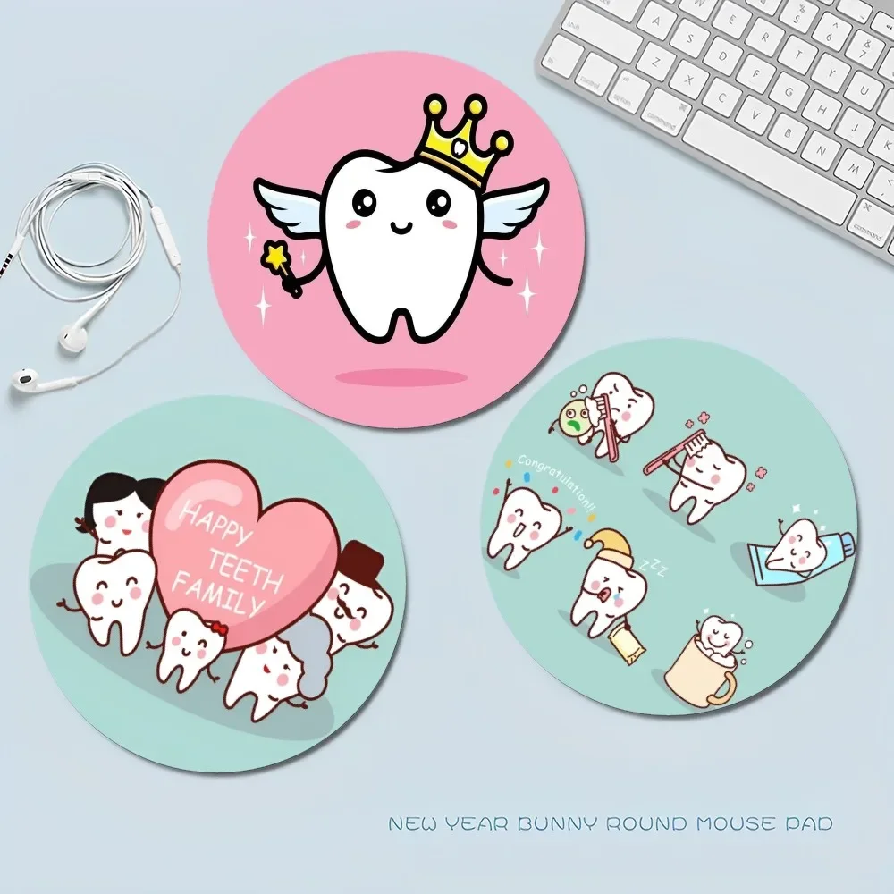 Wisdom Teeth Dentist ToothSmall Round Office Student Gaming Thickened Writing  Non-slip Cushion Mouse Pad for PC Computer Table