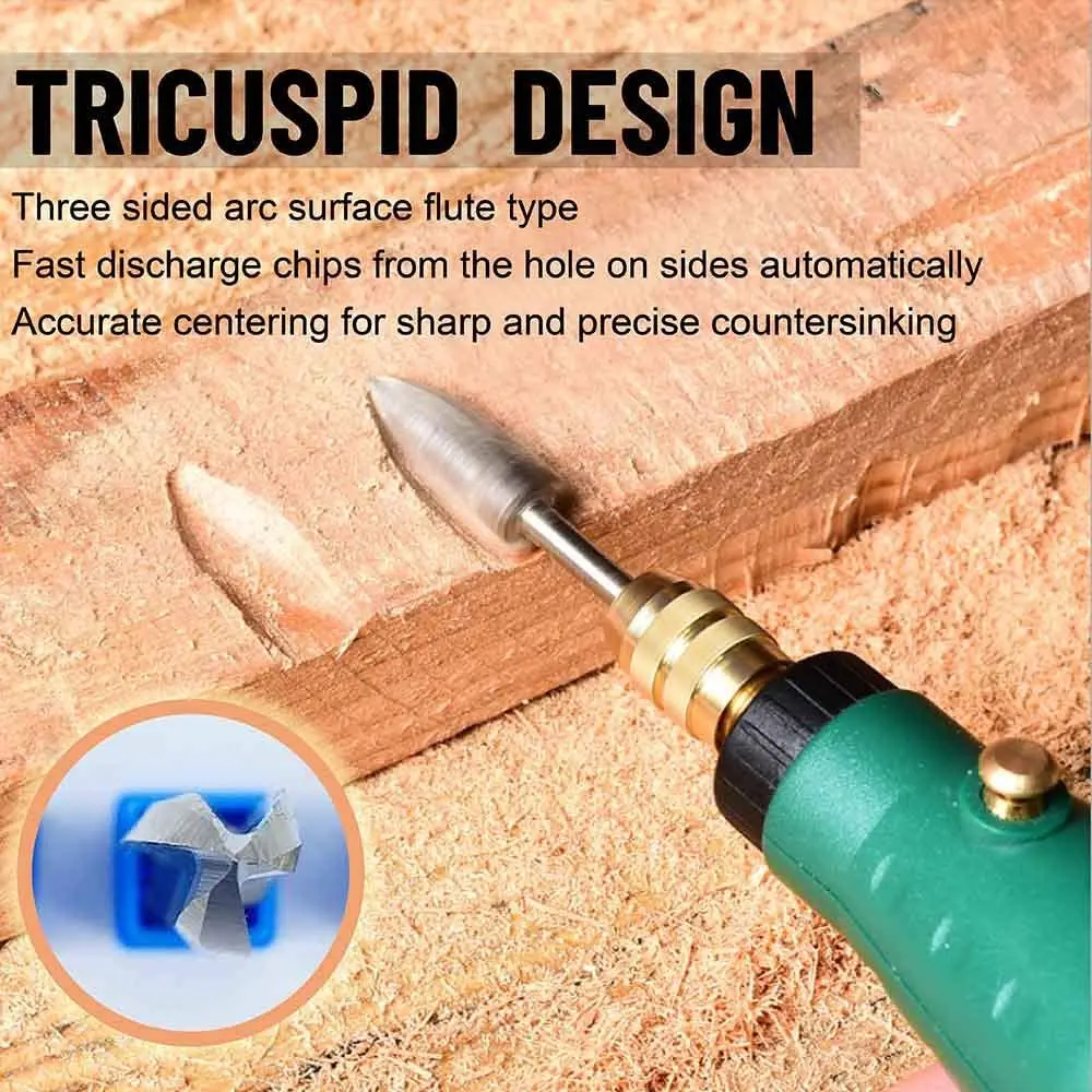 YURINWOO Wood Carving Drill Bits Set for Dremel Rotary Tool with 1/8” Shank for DIY Carving Drilling Micro Sculpture