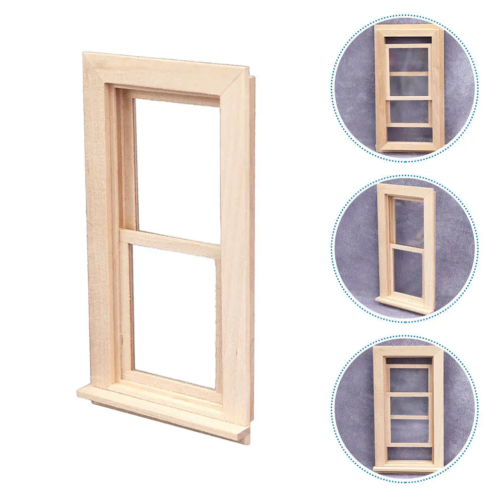 

1 Set Mini House Wooden Window Adorable Decoration Kids Accessories Creative Craft DIY Household Children Supply