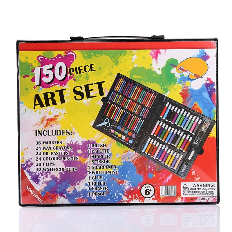 150-piece Set of Children's Brush Watercolor Pen  Color  Crayon Art Graffiti Diy Painting Tool Gift Box Supplies