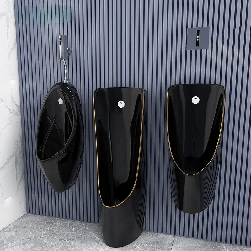 Black Induction Urine Cup Wall-Mounted Urinal Floor-Standing Toilet Diaper Cover Wall-Hung Urinal