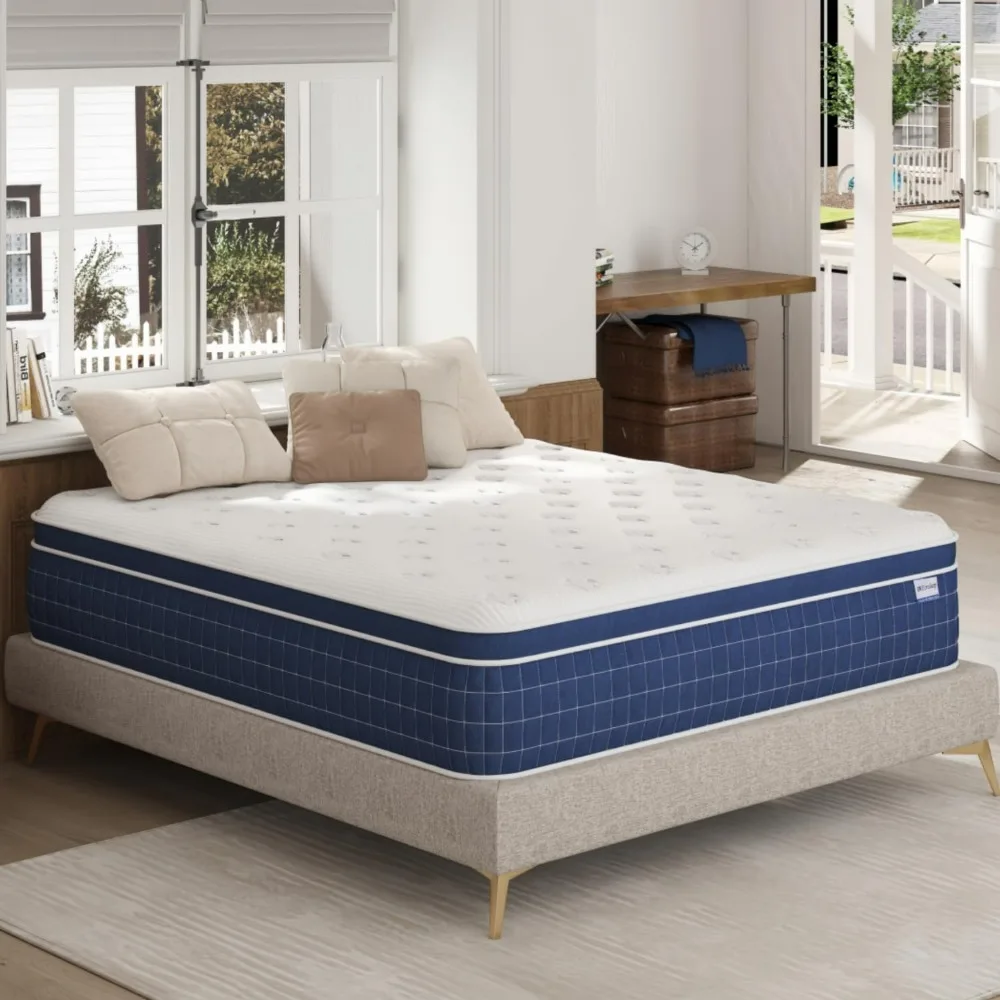 

14 Inch Firm Hybrid Queen Size Mattresses In A Box, With Memory Foam And Independent Pocket Springs,Mattress Queen