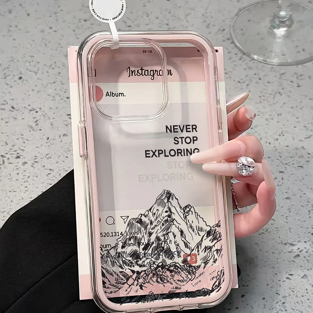 Mountain Peak Kreative Transparente 2-in-1 Handyhüllen für iPhone 11 12 13 14 15 16 17 Pro Max Plus XR X Air Klare Stoßfeste Hülle – Detail 1
