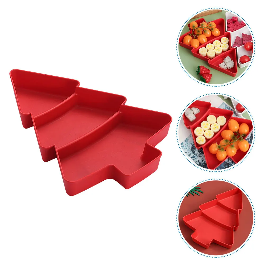 

Christmas Tree Shaped Food Serving Tray Compartmentalized Nuts Display Dish Unforgettable Celebrations Vibrant Red Design