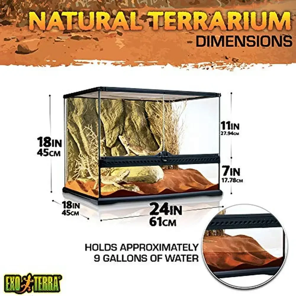 Glass Reptile Terrarium Tank with Front Ventilation Dual Doors Substrate Heater Compatibility and Inlet Management Lightweight &