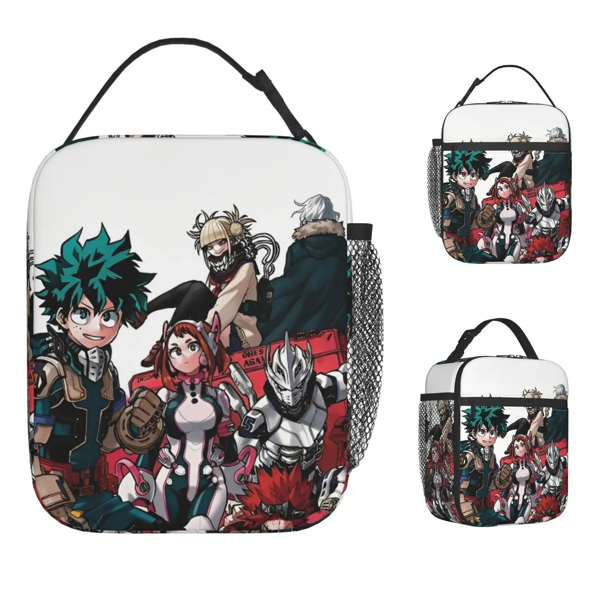 

My Hero Academia Japan Anime Lunch Bag Portable Insulated Lunch Box Unisex Travel Cooler Bag Retro Waterproof Tote Food Bags