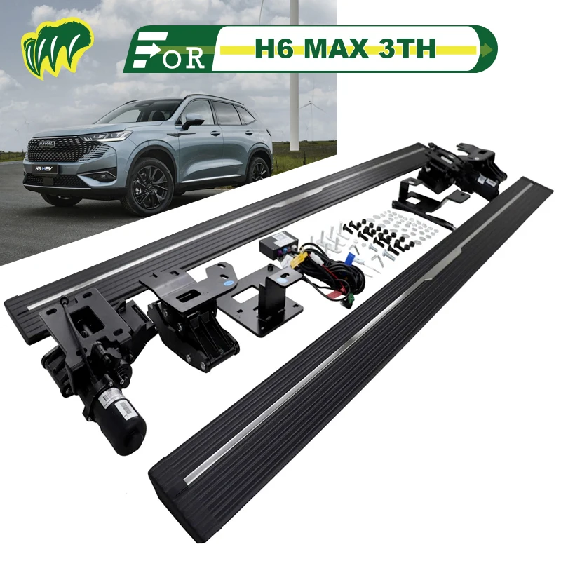 Barras de pasos laterales con luces LED, tablero de correr de inteligencia eléctrica para camión Haval H6 MAX 3TH Champion SUV, 1 par