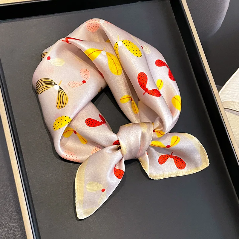 2024 New 100% Real Silk Hair Scarf Fashion Lady Kerchief Foulard Female Bandana Scarves for Women Hair Band Hijab Shawl Wraps image 2