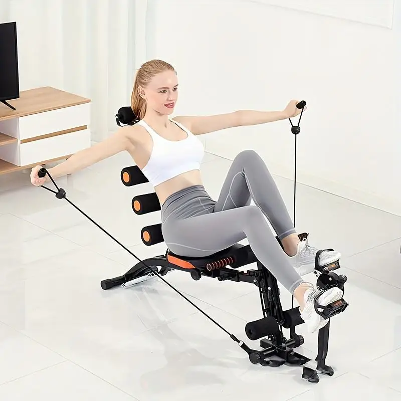 6-in-1 Adjustable Fitness Bench Core Strength & Body Shaping Trainer Tension Cord for Abdominal Training