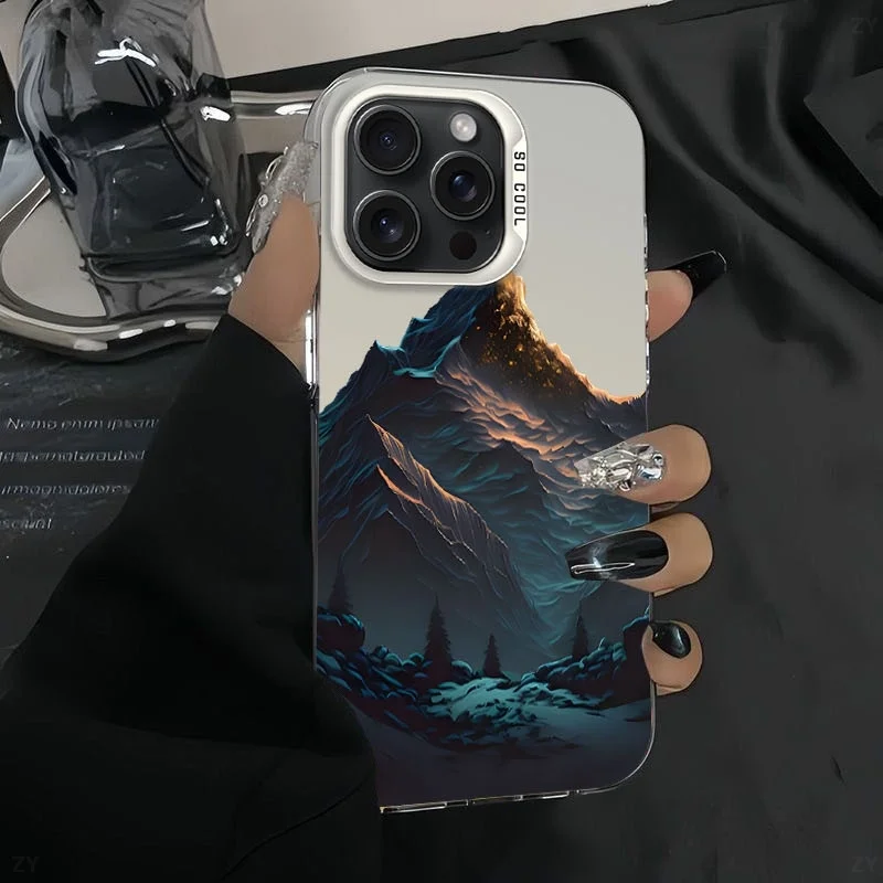 

Mountain View Painting Phone Case For For iPhone 14 15 16 Pro Max 11 12 13 Pro Plus 16E 7 8 SE 2022 2020 X XS XR IMD Laser Fudna
