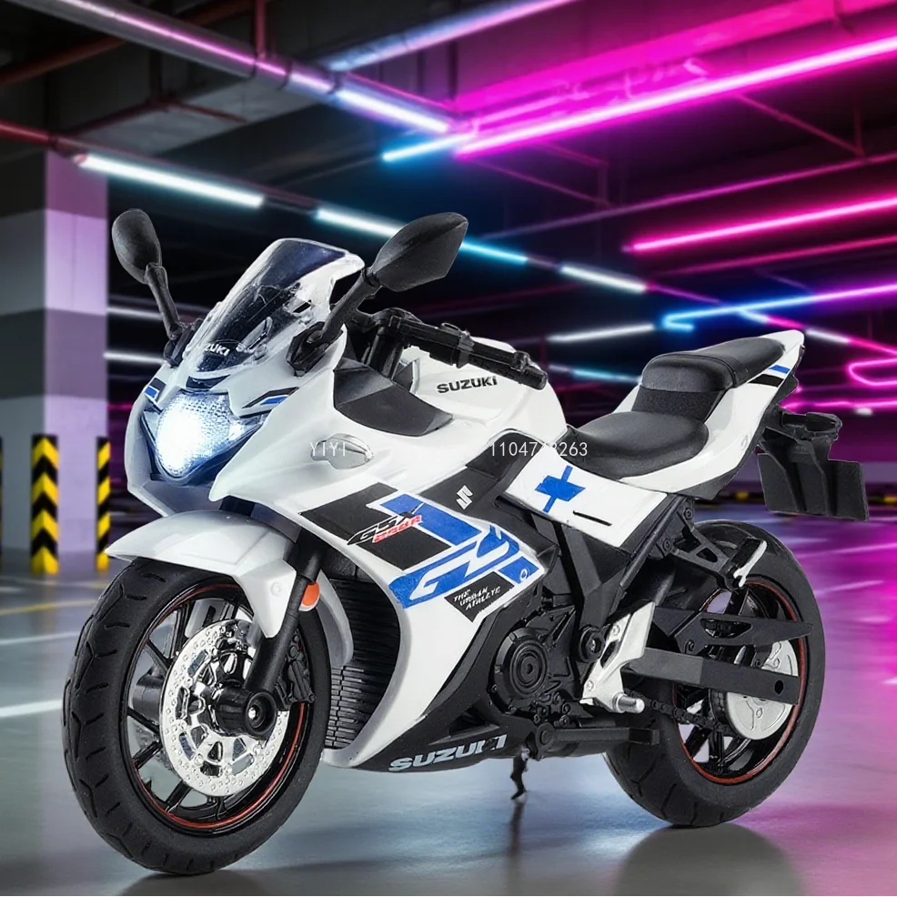 

1:12 Suzuki GSX250R Motorcycle Toy Model Sound Light Metal Body Rubber Tire Shock Absorption Miniature Toys Kid Gifts 25A28