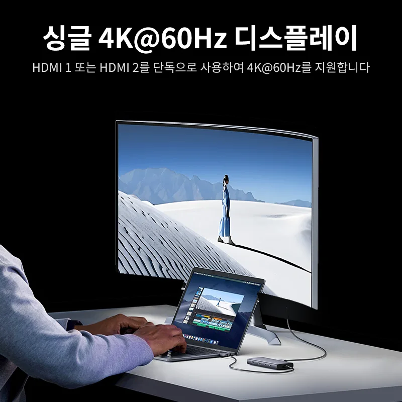 UGREEN USB C 허브 10Gbps 트리플 디스플레이 4K HDMI 어댑터 8-in-... - 3