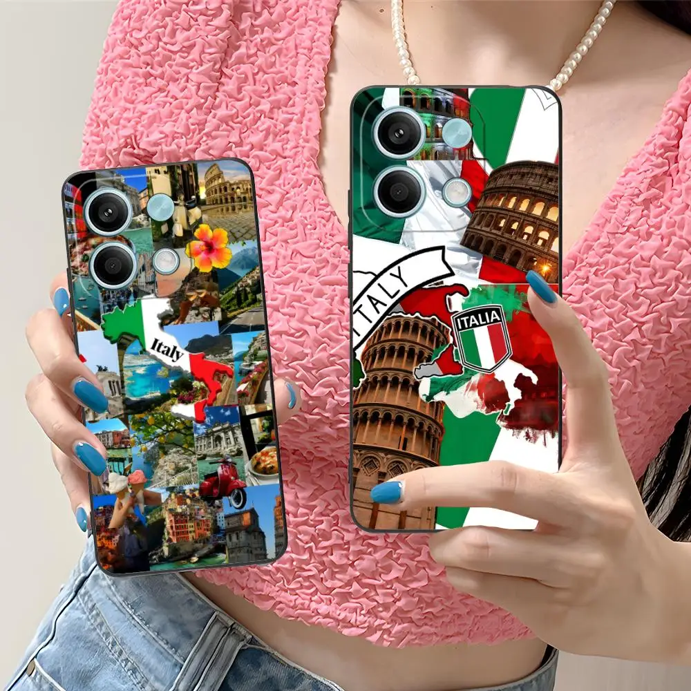 إيطاليا العلم المحمول قضية الهاتف الخليوي ل Xiaomi Redmi ملاحظة 14 13 12 11 S برو زائد 4G 5G الملونة الطباعة غطاء غطاء فاخر #1