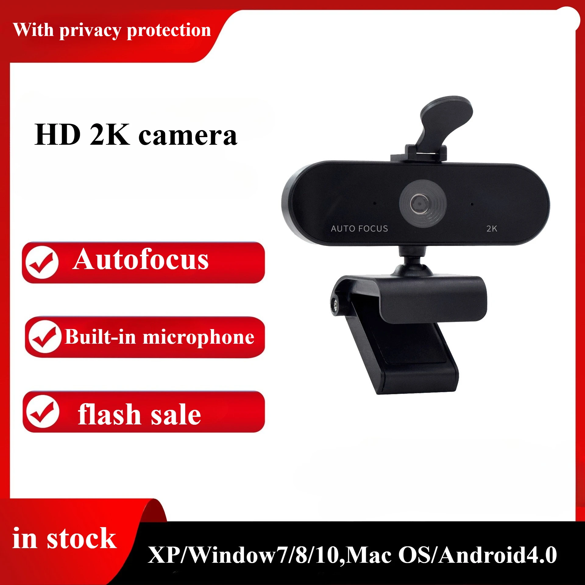 

Flash Sale 2K Webcam Video Camera Autofocus Web Cam with Microphone 360° Rotation Full HD 1080P Webcams for PC/Computer/Laptop