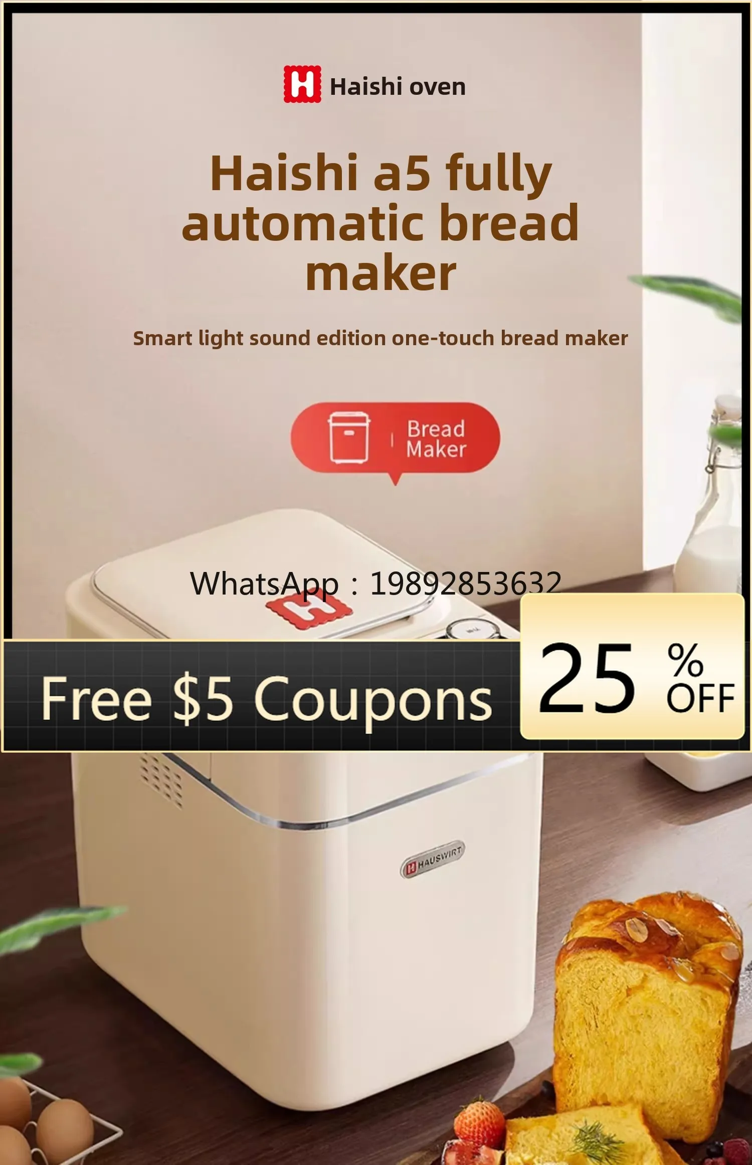 

ZZ Fully Automatic Bread Maker Multifunctional Small Dough Mixer Fermentation Breakfast Toaster
