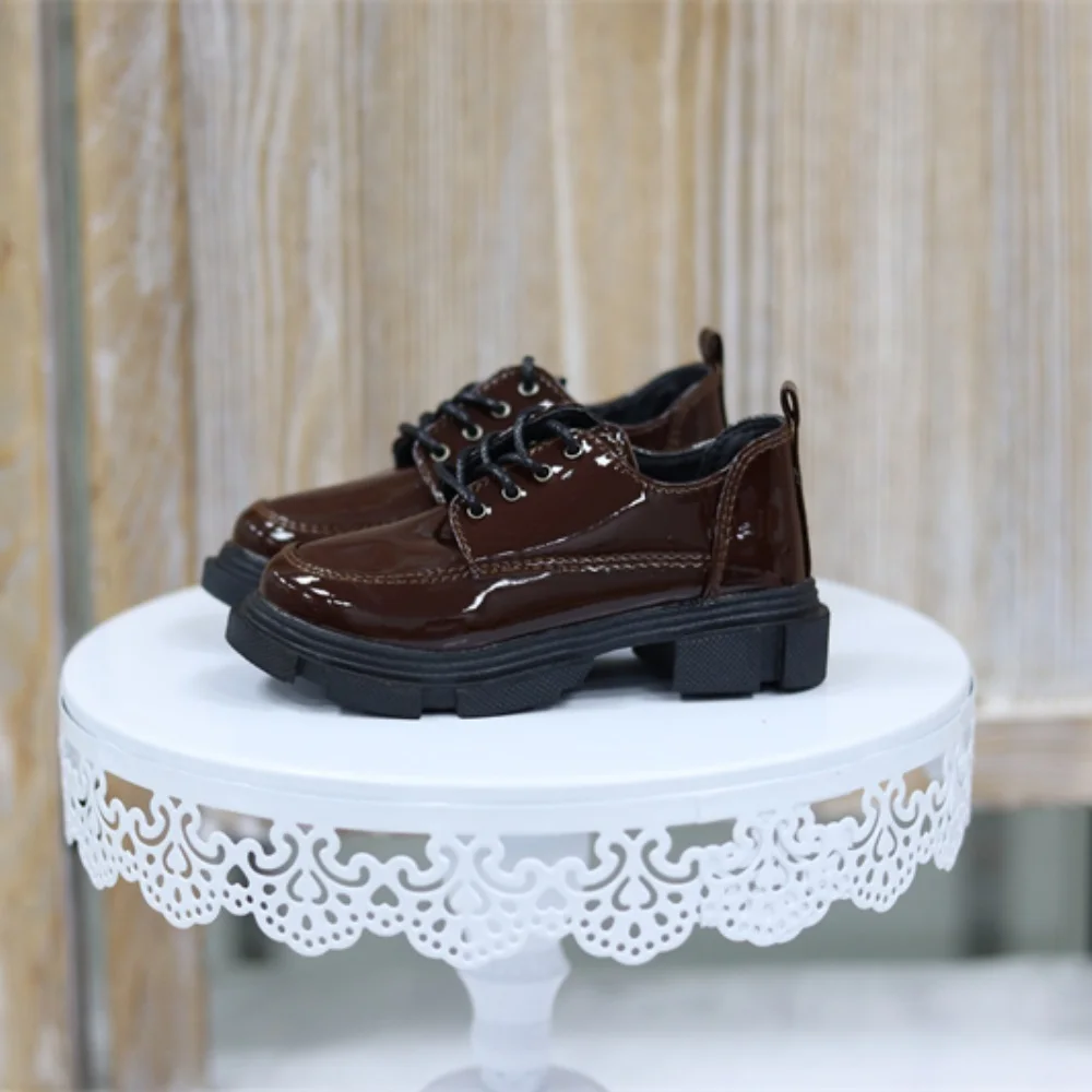 BJD Doll shoes Big Uncle round head patent leather lace-up leather shoes BJD doll accessories