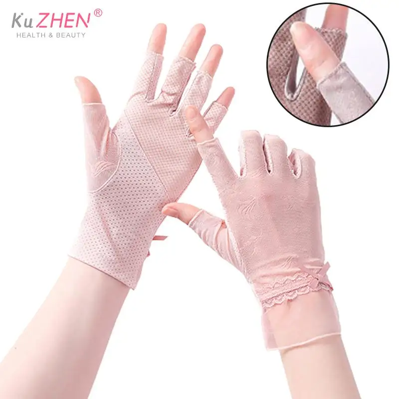 

1 Pair Ice Silk Anti UV Nail Gloves UV Gel Shield Glove Fingerless Manicure Nail Art Tools LED Lamp Nails Dryer Radiation Hand