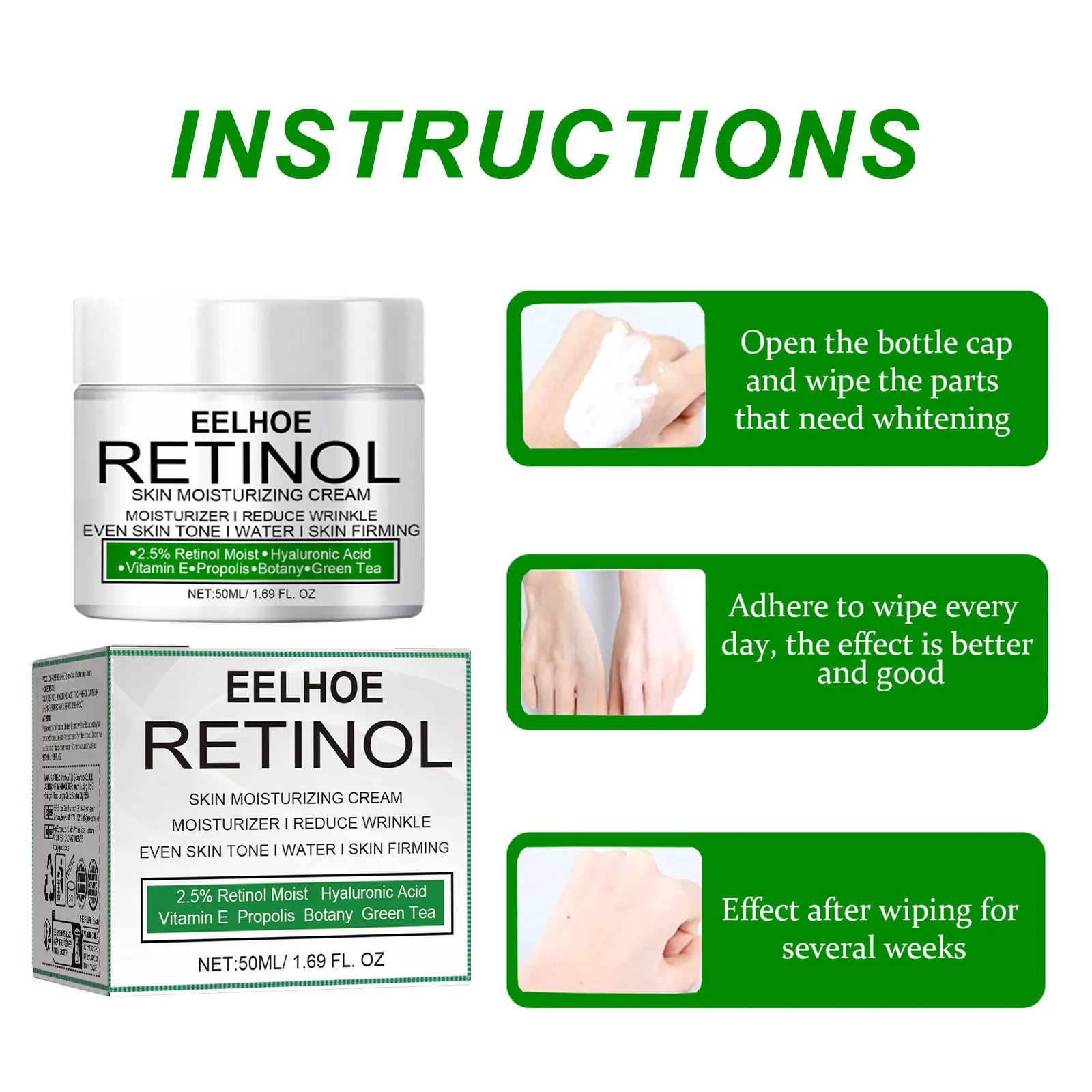 EELHOE Retinol Whitening Cream Private Part Armpit Knee Buttocks Moisturizer Dark Skin Bleaching Lighten Melanin Brighten Cream