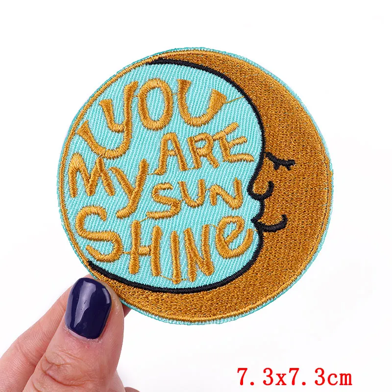 Cartoon Sun Moon Embroidery Patch Wave Applique Patches For Clothing Thermoadhesive Patches On Clothes Letter Badges Stickers