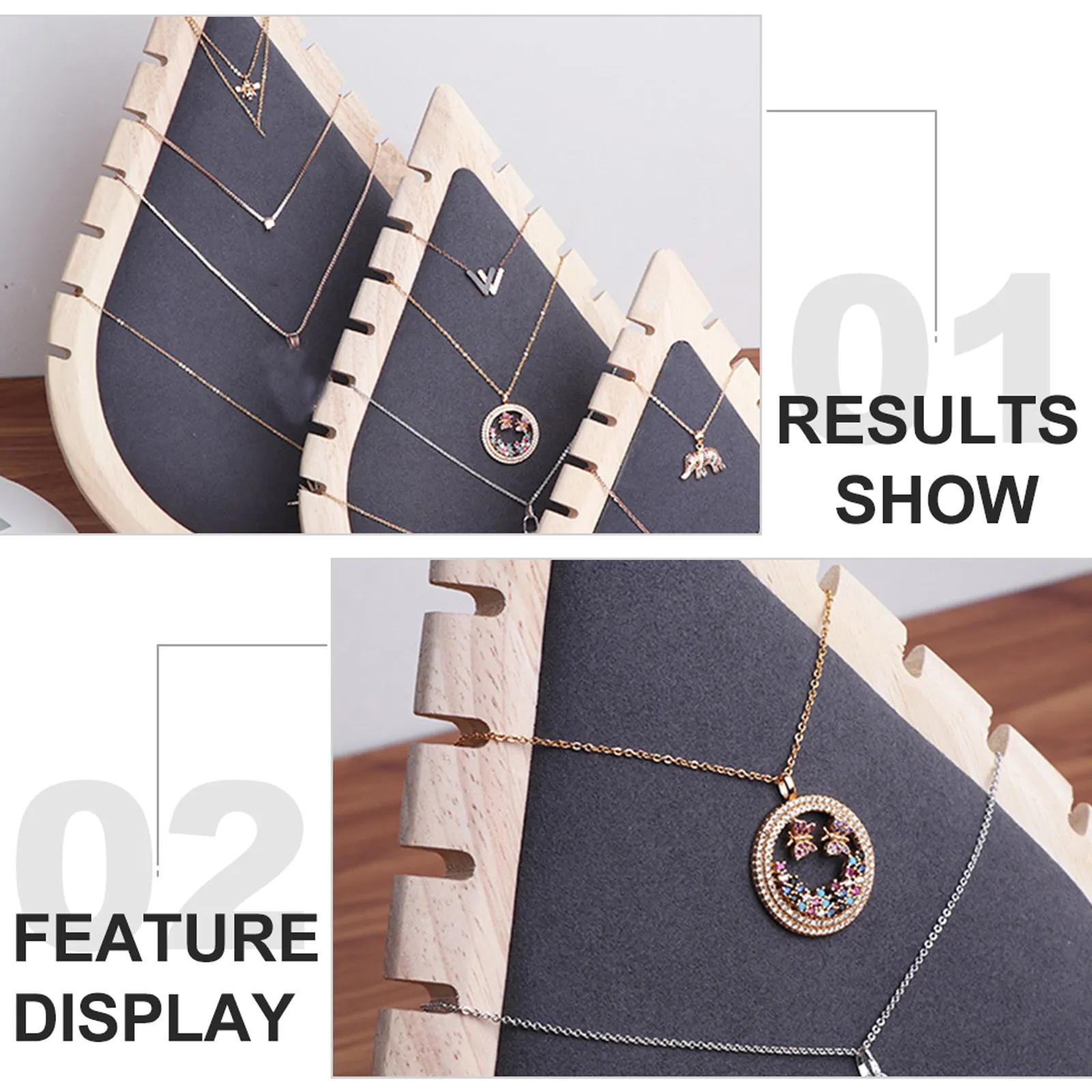 

1Pcs Natural Wood Necklace Display Rack Premium Jewelry Showing Stand for Cabinet Counter Store Display Chic Art Designed Holder
