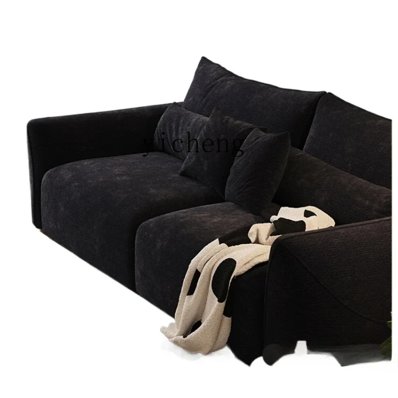 

ZK sofa retro small simple black fabric sofa living room medieval light luxury straight row three people