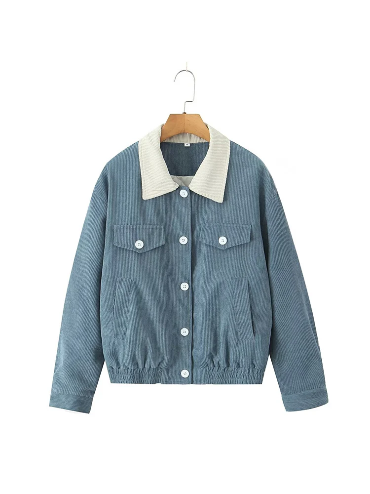 

Новая женская мода в европейском стиле, универсальная стеганая хлопковая куртка с вельветовой подкладкой, стильное хлопковое пальто контрастного цвета