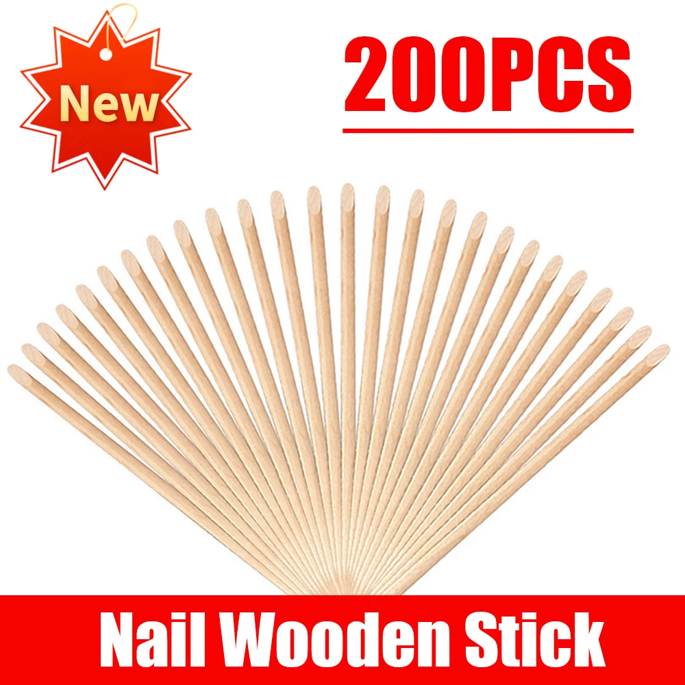 

200PCS Wood Nail Cuticle Pusher Sticks Nail Manicures Remover Tool for Nail Art
