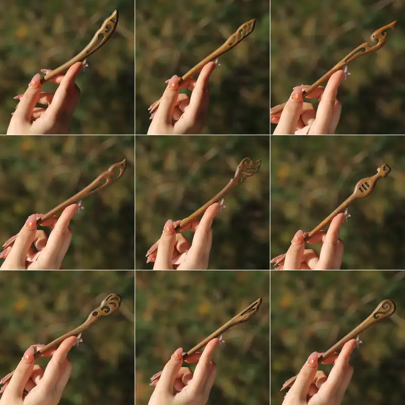 Natural Green Sandalwood Hand Carved Hairpin Collections L076