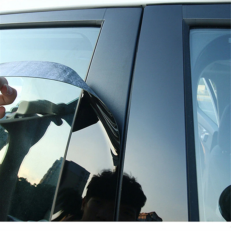 6Pcs Car Window Pillar Posts Decoration For Honda Civic 2012 2013 2014 2015 Glossy Black Auto Door BC Column Stickers Trim Parts