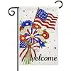 Nanafast 4th of July Welcome Garden Flag Double Sided 12x18 Inch Floral Patriotic Garden Flags for Independence Day Memorial jjp