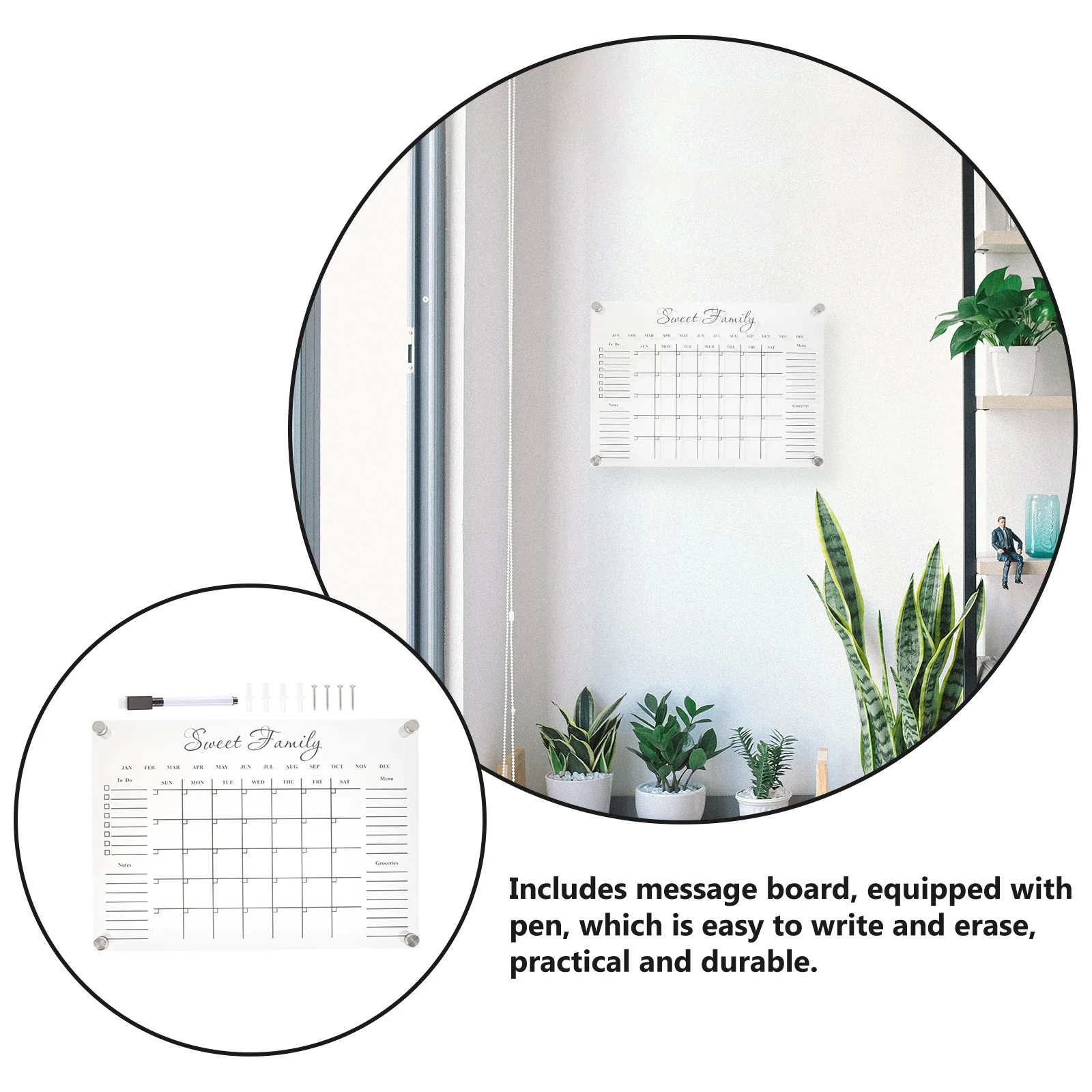 مجموعة واحدة من لوحة ملاحظات أكريليك شفافة مزخرفة أنيقة ومتعددة المدارس والمقهى والمكتب تستخدم تصميمًا بسيطًا وسخيًا