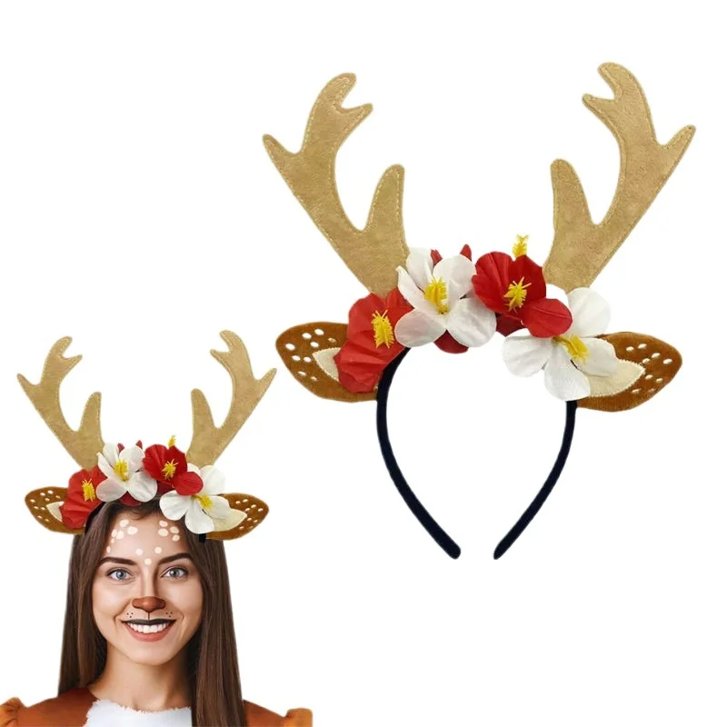 مجموعة أزياء الرنة تنورة توتو مع ربطة رأس ربطة عنق على شكل قرن الوعل لحفلات الهالوين وأعياد الميلاد على شكل حيوانات