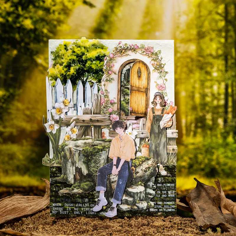 

Белая воловья кожа, цветы персика, белые края, наклейки, пень моха, канцелярские принадлежности, материалы, деревянные школьные принадлежности, дерево