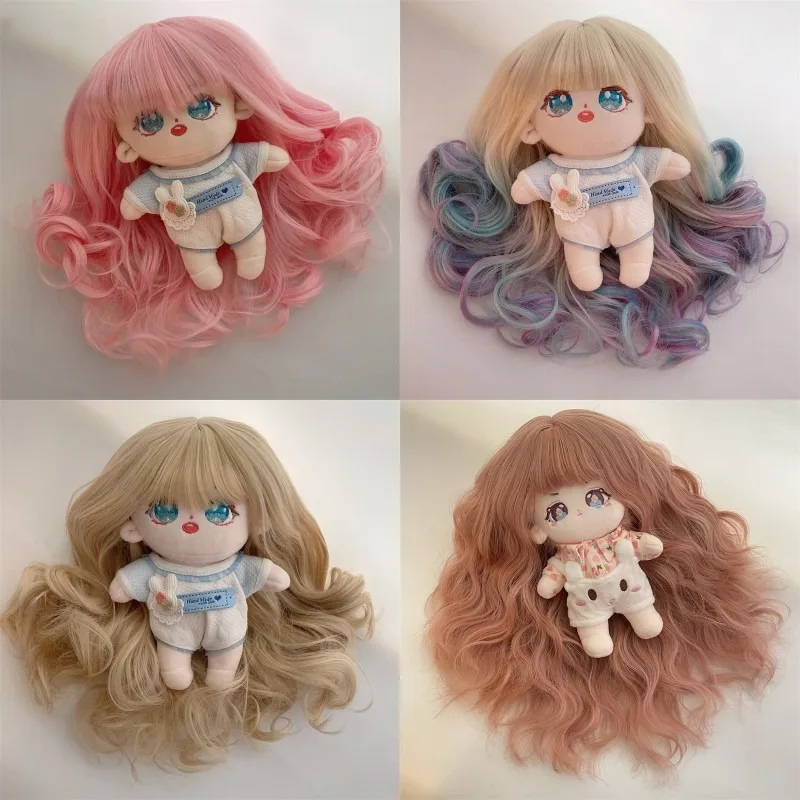 20cm Cotton Doll Wig Head Cover Fashion Color Gradient Wool Roll DIY Doll Dress Up Toy Accessories Wig