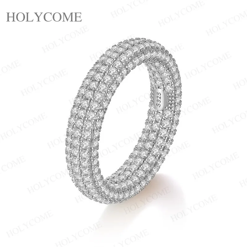 Luxury Jewelry 925 Sterling Silver Moissanite Ring With GRA Round 1.3mm D VVS1 Wedding Ring Bandal Set Rose Yellow Gold Plated