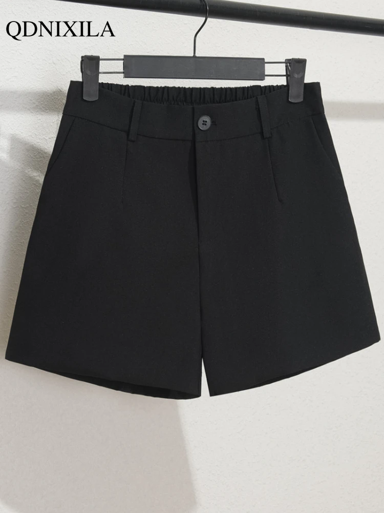 Sommer neue Damen anzug Shorts koreanische hohe Taille weites Bein lose schwarze Shorts Mode lässig A-Linie tragen außerhalb Shorts für Frauen