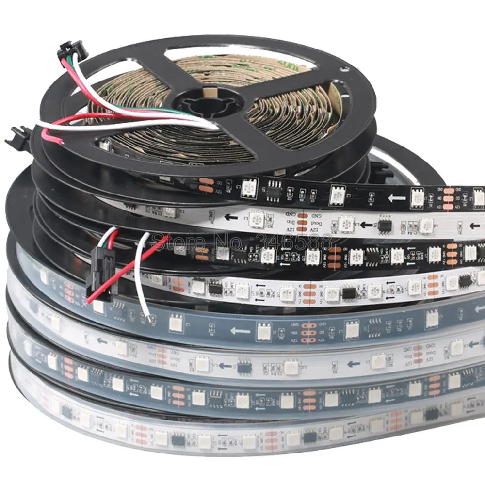 

Пиксельная Светодиодная лента WS2811, 5 м, 12 В постоянного тока, RGB, полноцветная светодиодная лента 5050 SMD, гибкая адресная цифровая светодиодная лента с 1 платой управления, 3 светодиода