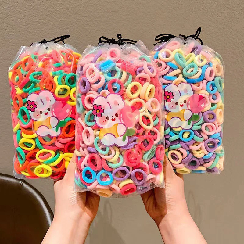 100/300PCS Hair Bands Elastic For Baby Girl Kids Women Colorful Ponytail Hold Hair Tie Rubber Bands Scrunchie Hair Accessories