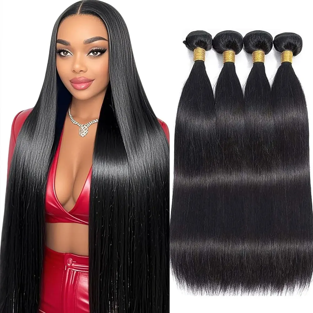 12A 1/3/4 ofertas de extensiones 100% virgen brasileña sin procesar mechones largos y rectos cabello humano Color negro Natural 14-32 pulgadas