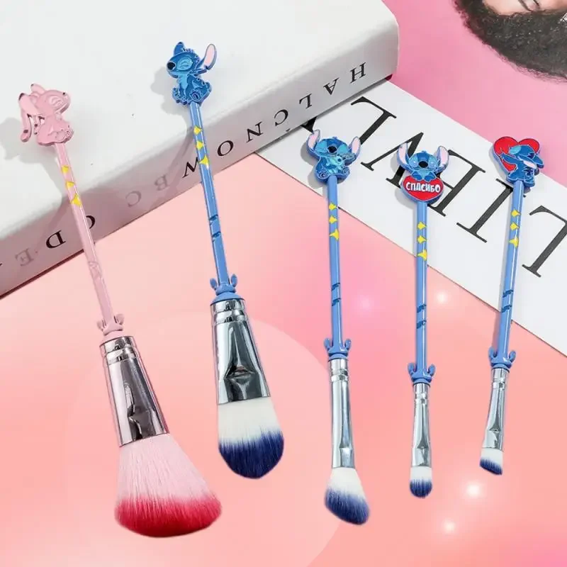 Miniso Stitch Makeup Brushes Set Lilo & Stitch Cartoon Eye Eye Shadow Oundation Women Cosmetic Brush Blush Soft Make Up Tool Bag