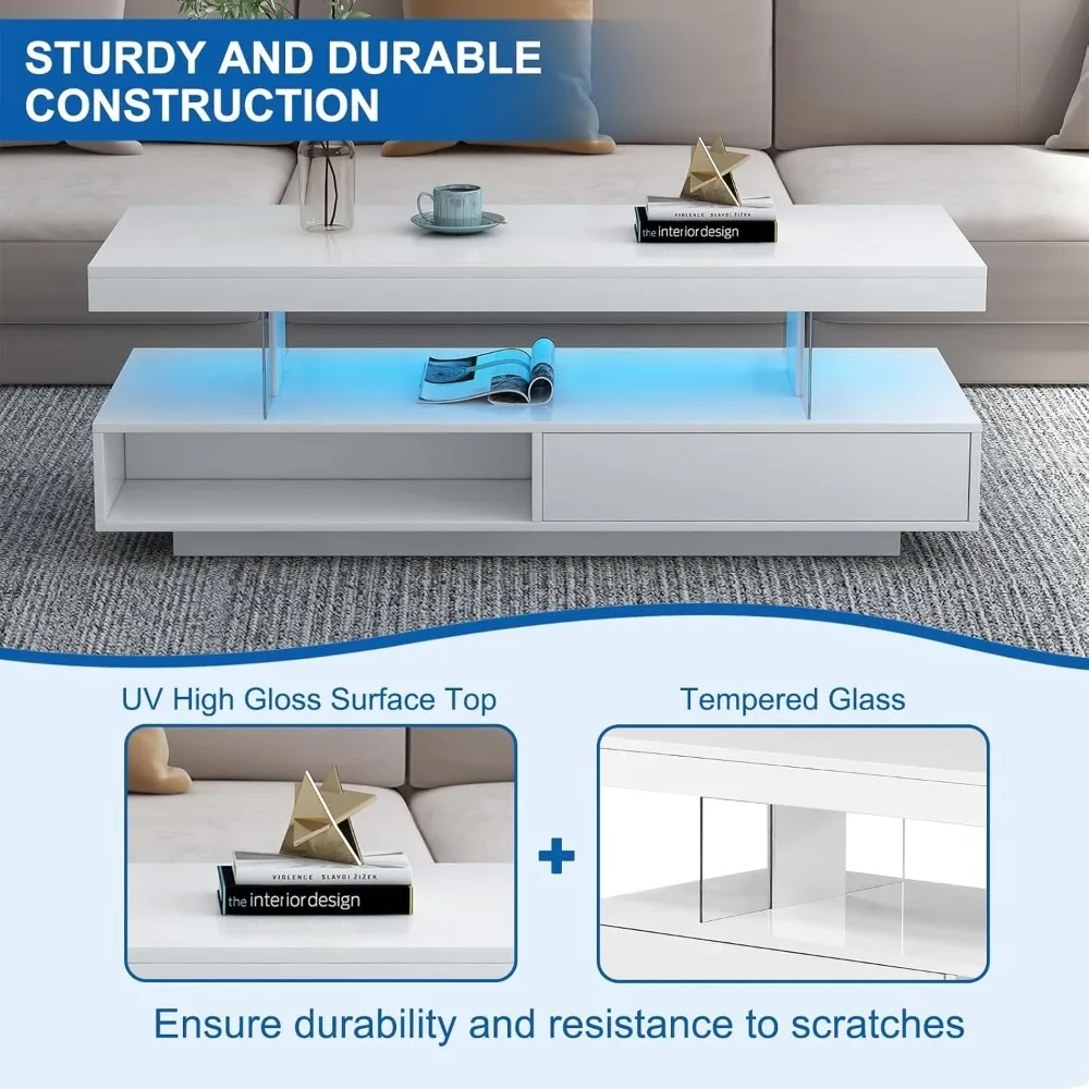 Nowoczesny prostokątny stolik kawowy z dwuwarstwowym wzorem do salonu