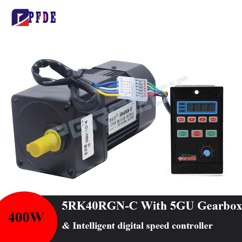

5RK40GN-CF Мотор-редуктор переменного тока, 220 В, 40 Вт, с коробкой передач 5GU, высоким крутящим моментом и интеллектуальным цифровым контроллером скорости, скорость управления cw ccw